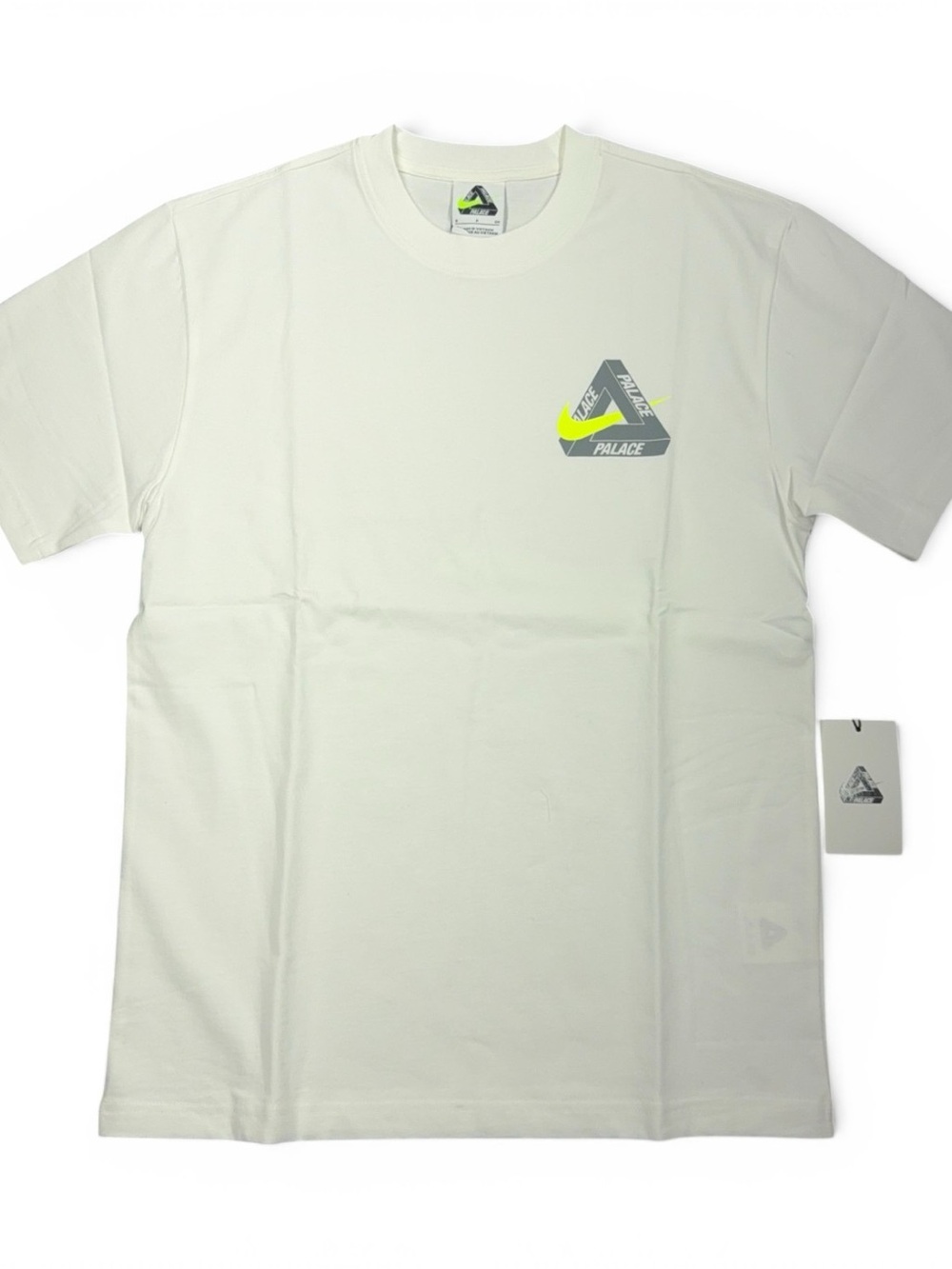 Nike X Palace White Short Sleeve Graphic Logo Tee with Neon Accent